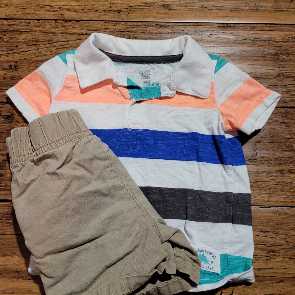 Boys bright striped summer outfit